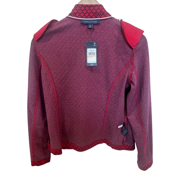 NWT $109 Tommy Hilfiger S Red Navy Jacquard Military Blazer Jacket Workwear - Picture 7 of 12